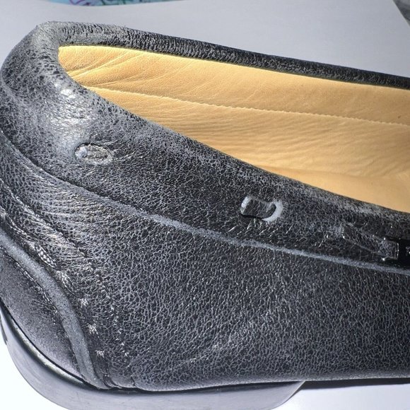 Salvatore Ferragamo Mens Black Leather Loafers Slip On  Shoes Size 8.5 Italy